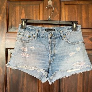Abercrombie & Fitch Light Blue Distressed Jean Shorts